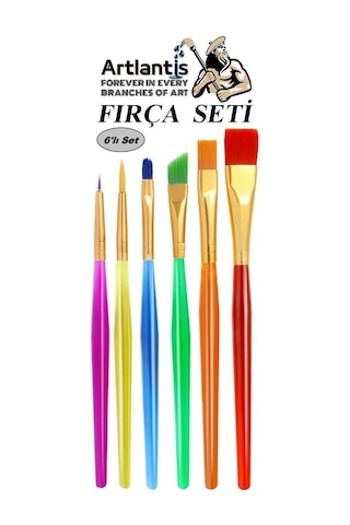 Fırça Seti 6 Lı Kısa Sap Resim Fırçası 1 Paket Suluboya Akrilik Boya Guaj Boya Yağlı Boya Fırca Seti