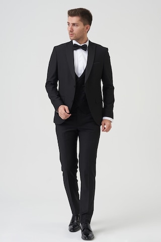 White Stone Los Angeles D2402 Slim Fit 6 Drop Damatlık Takım Elbise Siyah - Siyah