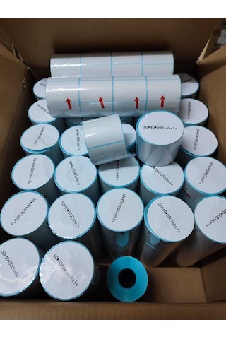 Barkod Etiket Sticker 50x40 Mm Lamine Termal Etiket 1 Rulo 500 Tam Adet Etikettir 1