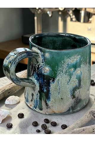 2 Li Robra El Yapımı Stoneware Fincan Turkuaz