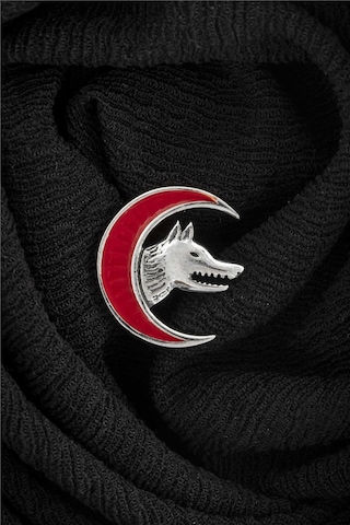 925 Ayar Gümüş Ay Motifli Bozkurt Rozet -8059