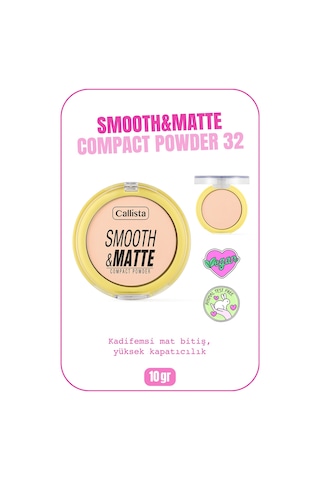 Smooth & Matte Compact Powder Mat Bitişli Toz Pudra - 32 Warm Sand