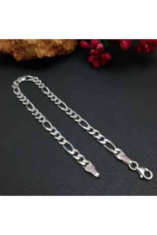 925 Ayar Gümüş Figaro Model Erkek Bileklik 4.5 Mm