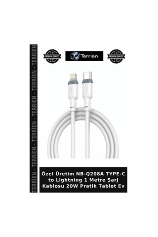 Özel Üretim Nb-q208a Type-c To Lightning 1 Metre Şarj Kablosu 20w Pratik Tablet Ev