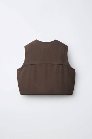 Minigimin Cicileri Milano Gabardin Kapitone Elyaflı Unisex Çocuk Yelek - Kahve Kahverengi