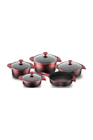 Flipper Kırmızı Siyah Cam Tencere Set