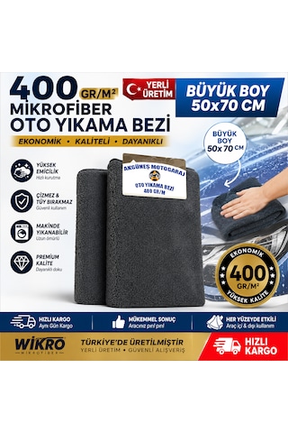 50x70 Cm Battal Boy 400 Gsm Mikrofiber Oto Kurulama Bezi - Araç, Motosiklet, Cam Ve Detay Temizlik Bezi - Yerli Üretim