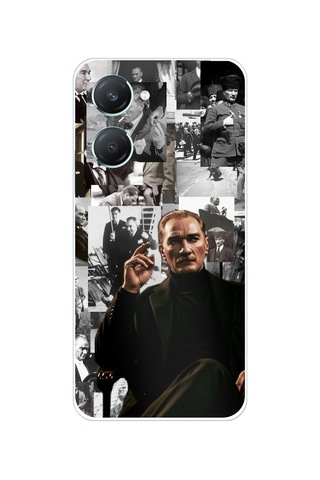 Vivo Y18 Uyumlu Mustafa Kemal Atatürk Kolajları Baskılı Silikon Kılıf
