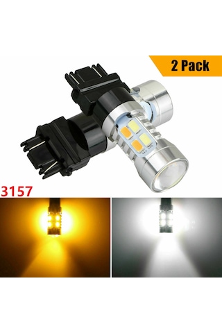 Sointeresting 2x Yüksek Güçlü 3157 Led Drl Beyaz/amber Switchback Dönüş Sinyali Park 20-smd-5730 Ampuller Çift Renk