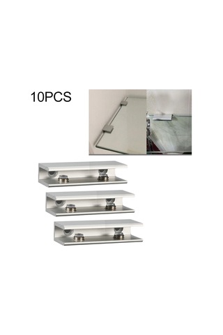 Sones 10 Adet Çift Delikli Alüminyum Alaşımlı Cam Sabitleme Klipsi, L, 8mm