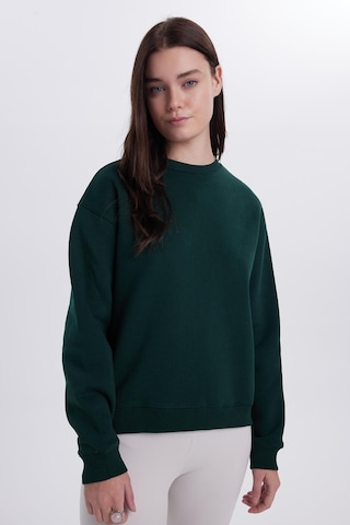 Tudors Kadın Oversize Geniş Kesim Pamuklu Bisiklet Yaka Yeşil Sweatshirt-39930 Yeşil