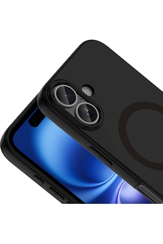 iPhone Uyumlu 16 Kılıf M-safe Şarj Özellikli Mbfx Aris Silikon Kapak - Siyah