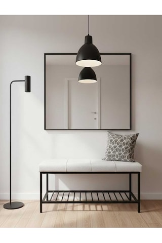 Özcan Metal Metal Ayaklı Raflı Bench Puf Bank Antre Mutfak Salon Yatak Odası Puf Bank 105 40 Beyaz