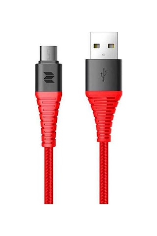 Rock Space Z9 Hi-tensile 120 Cm. 5v/2a Max. Micro Usb Şarj Ve Data Aktarım Kablosu Kırmızı