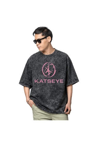 Sevbano Katseye K-pop Müzik Grubu Baskılı Unisex Oversize Vintage Yıkamal Siyah