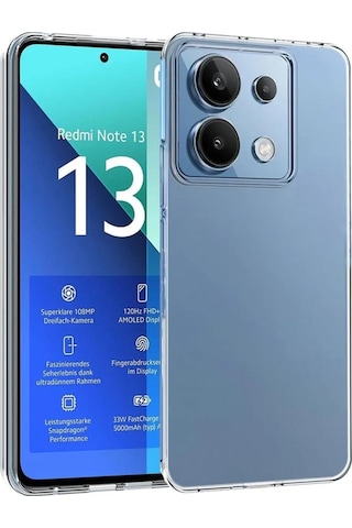 Xiaomi Redmi Note 13 Kılıf Kamera Korumalı Silikon Şeffaf Kapak
