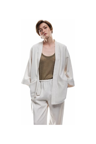 Koton Cepli Geniş Yarım Kol Keten Kimono Gri 5sak50027ew Gümüş Rengi