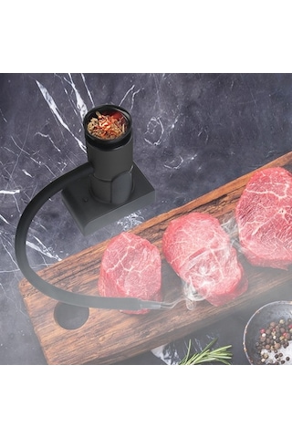 Ebitda Portatif Duman Enjeksiyonu Mutfak Smoker Kiti İçecekler Gıdalar Kokteyl Smokerı Kamp Bbq Piknik İçin Siyah Siyah