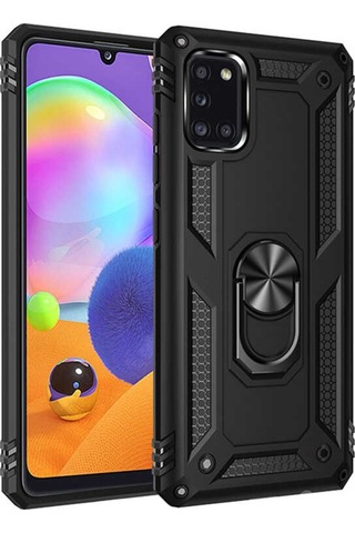 Galaxy A31 Kılıf Zore Vega Yüzüklü Standlı Zırh Kılıf
