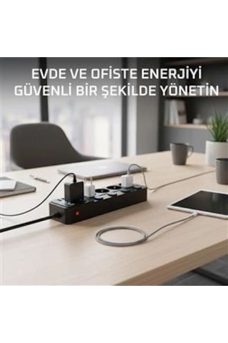 Akım Korumalı 4 Lü Priz 2xusb 2xtype-c Çıkış Yüksek Gerilim Koruma Priz Çoğaltıcı 0 - 2 M