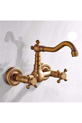 -taplar, Musluklar, Avrupa Tarzı Banyo Minimalist Ev Dekorasyon Bakır Mutfak Musluk Duvarı Mutfak Lavabo Musluk Sıcak Su/a Renk: B Antik