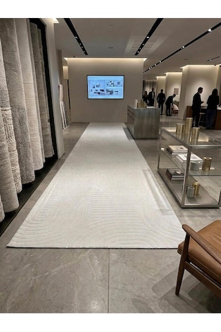 Merinos Jonas Jel Halıcılık Açık Bej Modern Kaymaz Taban Salon Hol, Koridor Mutfak Yıkanabilir Kesme Yolluk Halı Gri
