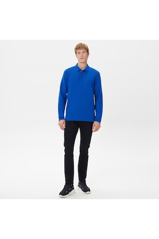 Nautica Erkek Mavi Classic Fit Uzun Kollu Polo Yaka T-shirt Düz K37351t Mavi