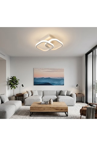 Lzy Avize Çift Kare Plafonyer Avize Beyaz Modern Tavan Aydınlatma Salon, Mutfak, Antre & Çocuk Odası