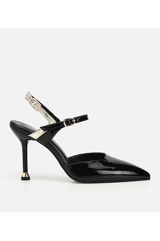 Hotiç Kadın Deri Rugan Siyah Bilekte Bağlamalı Gold İnce Topuklu Stiletto 01ayh323180a100 01ayh323180a100