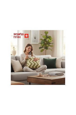 Smarto Relax Içi Dolgulu Kırlent 45x45 Cm Kare Salon & Berjer Kırlenti Beyaz - Yeşil