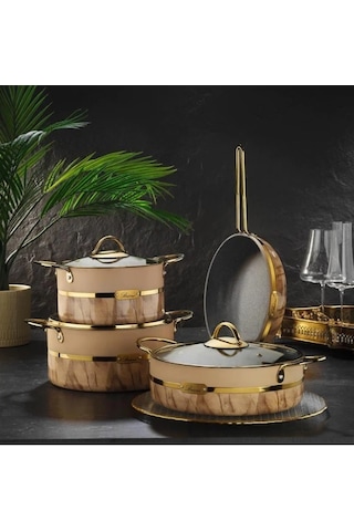 Brioni Selection Slk - 11101 7 Parça Granit Tencere Seti Krem