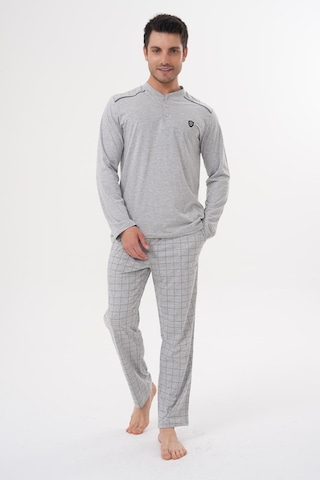 Mecit 2982 Gri Büyük Beden Uzun Kollu Erkek Pijama Takımı Gri
