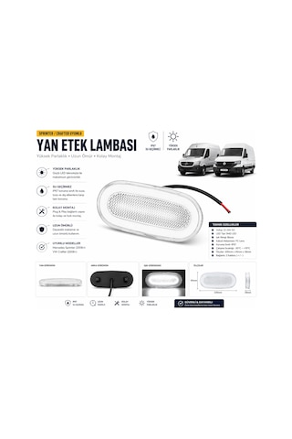 Mega Oto Market 12v Led Yan Etek Lambası Beyaz Neon Araç Altı Aydınlatma 1 Adet - Crafter Sprinter Uyumlu