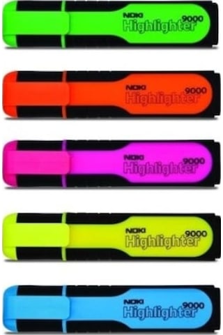 Noki 9000 Fosforlu Kalem 5 Renk Set Çok Renkli