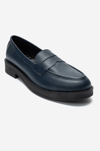 Luvishoes Luvi Shoes Pline Laci Cilt Hakiki Deri Kadın Loafer Ayakkabı Lacivert