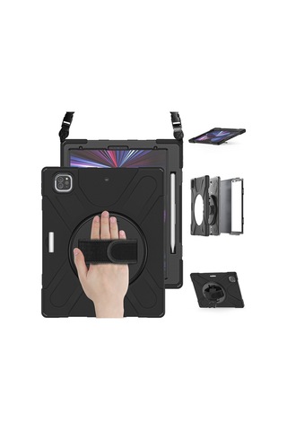 Northcity Apple Uyumlu iPad Pro 12.9 2020 Amazing Tablet Kılıf - Siyah Dönerli Kılıf