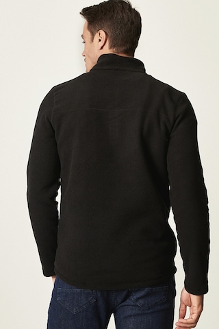 Erkek Sıyah Anti-pilling Tüylenme Yapmayan Standart Fit Dik Yaka Polar Sweatshirt Siyah