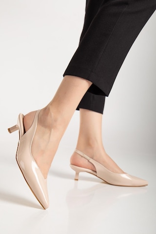 Suins Shoes Suins Stephen Model Kadın 4 Cm Kısa Mini Topuklu Rugan Ayakkabı Ten