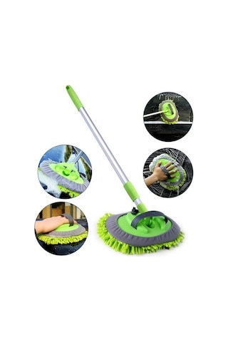 Mikrofiber Çok Fonksiyonlu Teleskobik Sopalı Oto Araba Yıkama ve Pencere Cam Temizleme Fırçası Mopu
