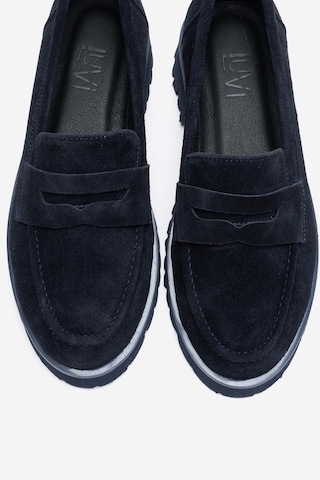 Luvishoes Vıonel Koyu Lacivert Süet Hakiki Deri Kadın Loafer Ayakkabı Lacivert