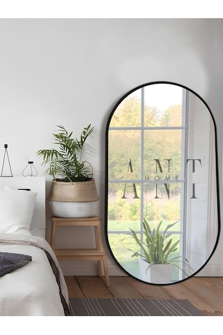 Model Alfa Dekoratif Ayna Duvar Aynası Konsol Aynası Mdf Elips Ayna 90 X 50 Siyah