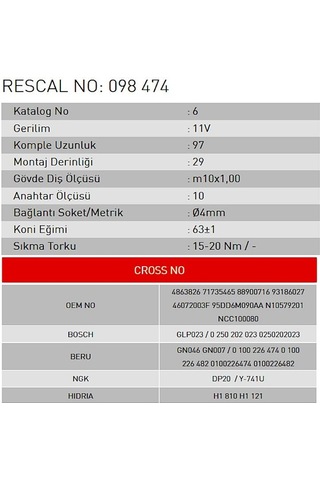 Isıtma Bujisi - Audi - Volkswagen - Skoda - Seat - Ford - Opel - Et098474
