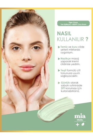 Mia Klinika Tiger Grass Ton Eşitleyici Kızarıklık Karşıtı Cica Krem SPF50 30 ML