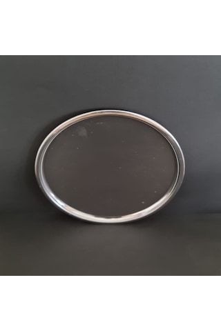 12 Adet Paslanmaz Çelik Diplomat Tabak 430 Kalite Tatlı & Pasta Servis Tabağı 31 Cm Gümüş