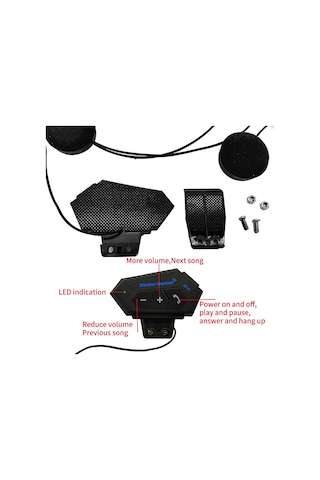 Lemestar Motorsiklet Kaskı İçin Bluetooth Kulaklık - Kablosuz Konuşma, Müzik Kontrolü, Uzun Pil Ömrü Siyah