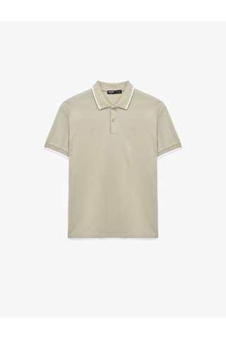 Koton Kısa Kollu Pamuklu Pike Kumaş Düğmeli Polo Yaka Slim Fit Tişört Haki 6sam10294mk