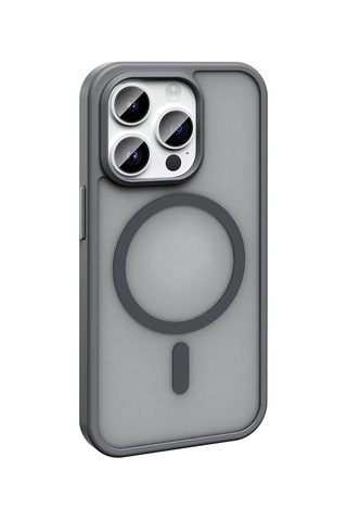 Goocamp Apple iPhone Uyumlu 14 Pro Max Kılıf Magsafe Şarj Özellikli Mat Arka Yüzey Sio Kapak-siya Siyah
