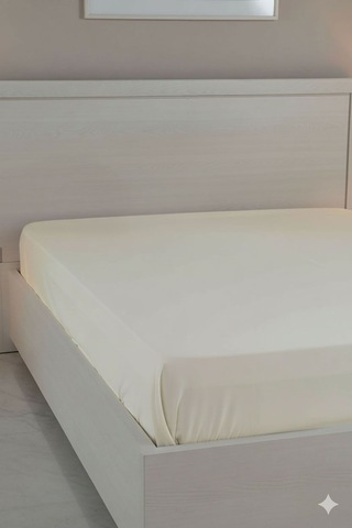 %100 Pamuk Ranforce Premium King Size Lastikli Çarşaf - Krem Krem