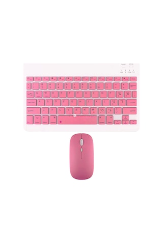 Novstrap Apple Uyumlu iPad Air 13 İnç Pro M3 m2 Çip 2025 2024 İle Bluetooth Klavye Mouse Seti Pembe Koyu Optik