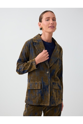 Jimmy Key Haki Cep Detaylı Gömlek Yaka Flok Baskılı Denim Ceket 6ww058115310